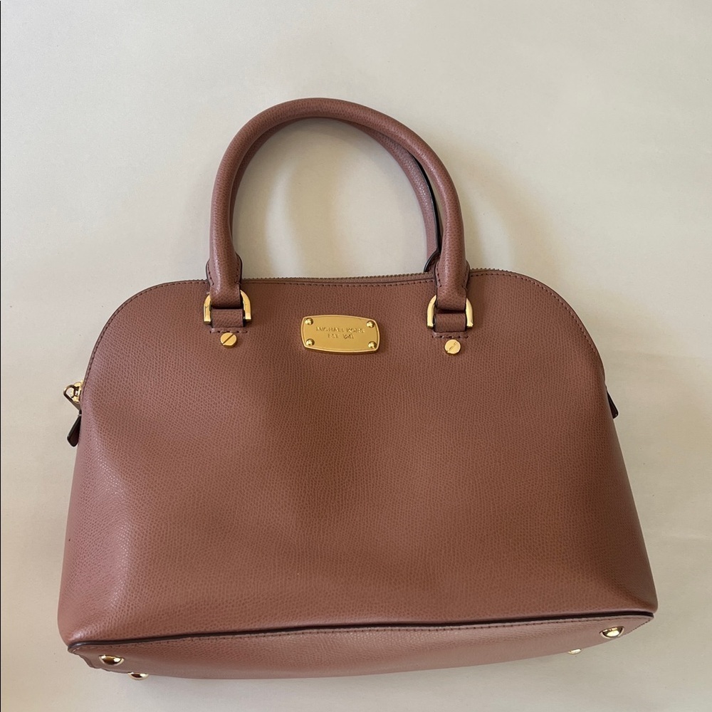Michael Kors Dusty Rose Gold accents Leather Satchel Crossbody Bag